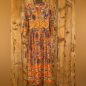 Vintage 60s 70s handmade BoHo floral maxi dress small or extra small metal zip